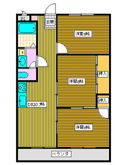 ハイツ川島３ＤＫ間取図